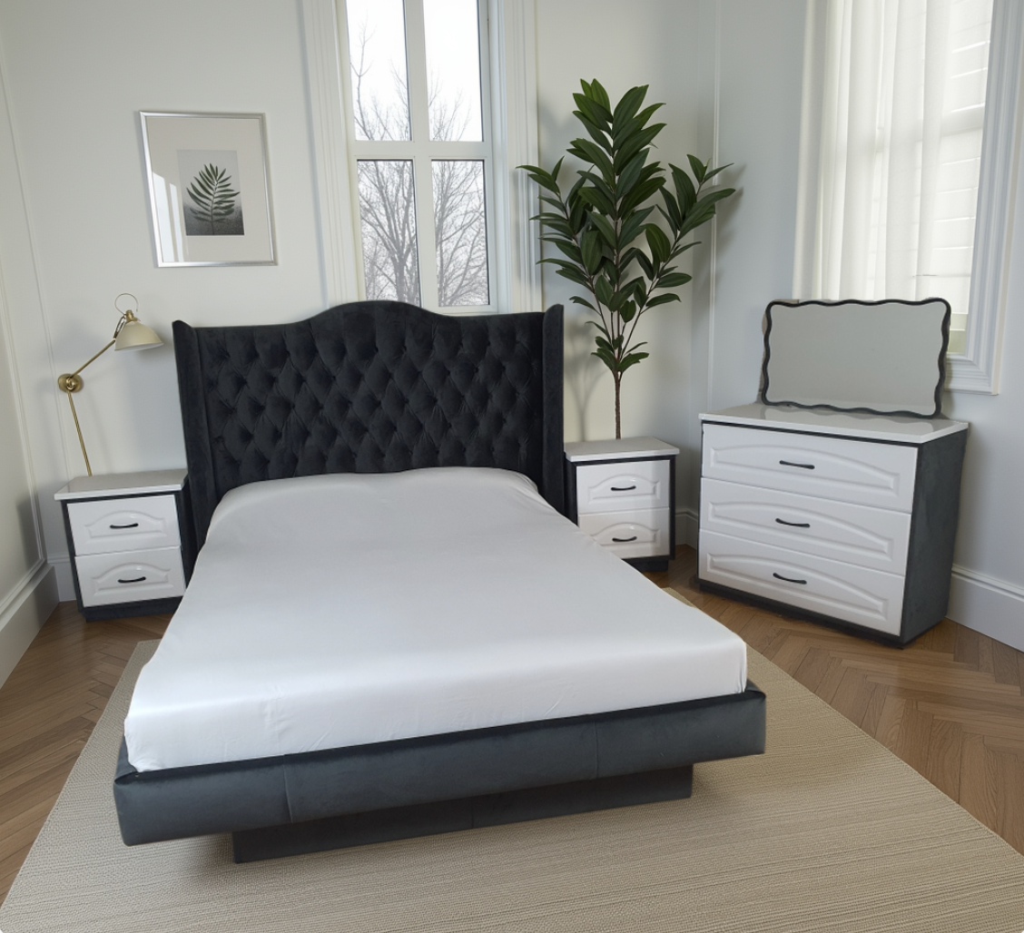 Charcoal Tufted Bedroom Set