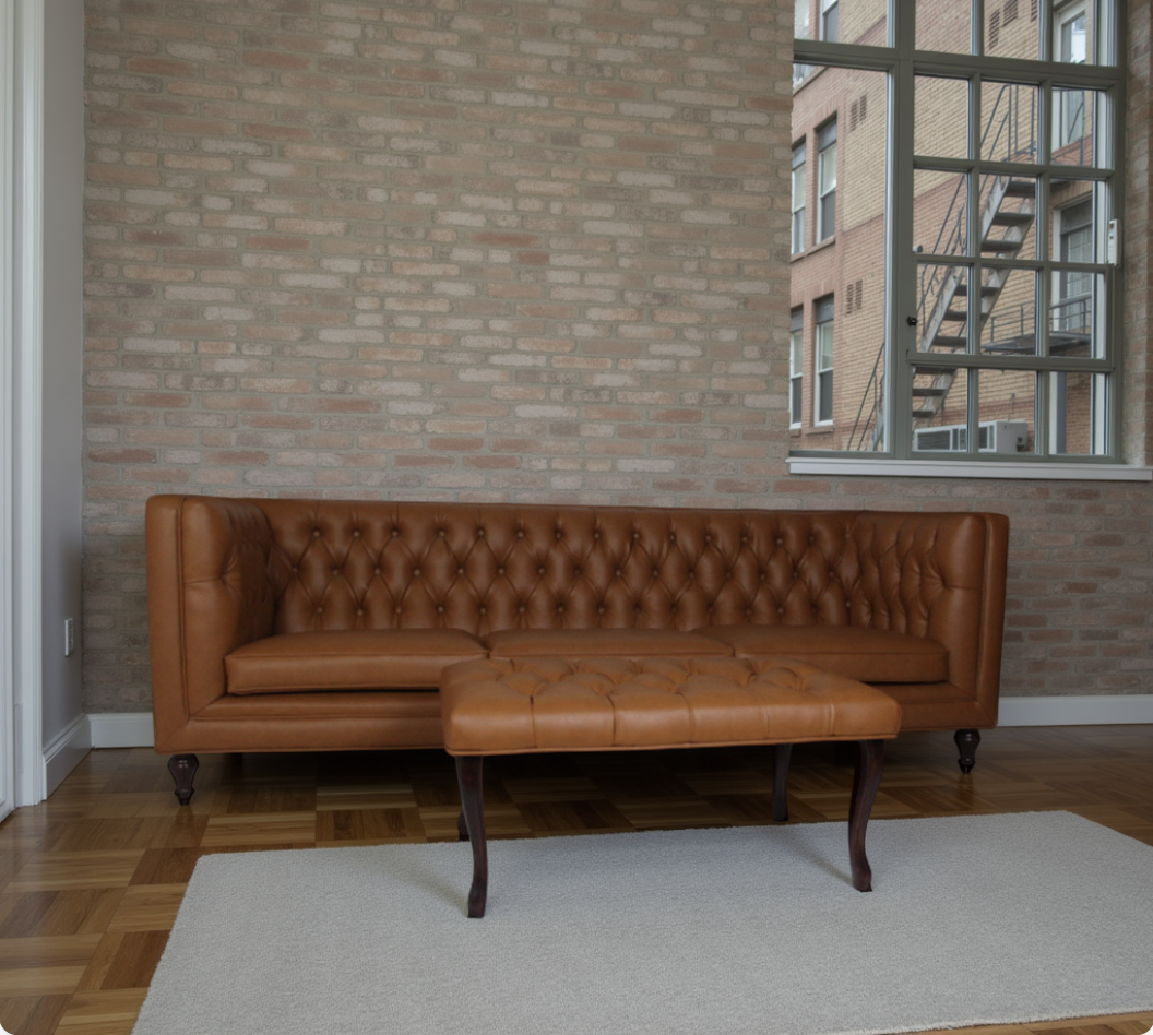 Cognac Chesterfield Detail Set